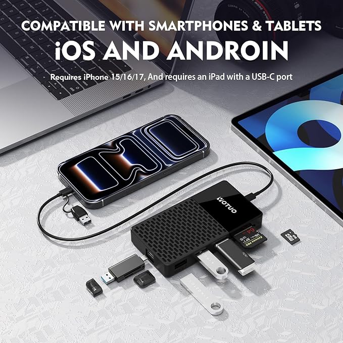 YOTUO External Solid-State Drive 2TB, Up to 1050MB/s, USB-C Portable SSD with All-in-One Multi-Port USB 3.2 Hub and SD/TF Card Reader Docking Station with iPhone/PC/Laptop/Mac/Windows/Android/iOS.