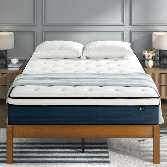 ZINUS 12 Inch Comfort Support Hybrid Mattress - Queen Size, Medium Plush, Fiberglass Free, Motion Isolation
