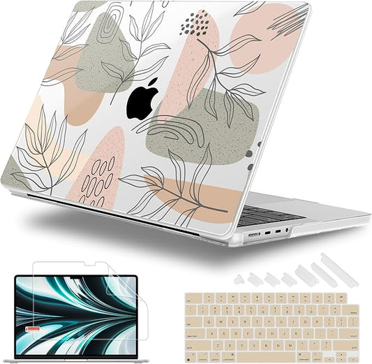 Lepeoac for MacBook Pro 16 inch Case M1 M2 M3 M4 M5 Pro/Max with Liquid Retina XDR, Release 2021-2025 2026 A3429 A3428, Hard Shell Case with Screen Protector & Keyboard Cover, Tropical Leaves