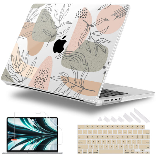 Lepeoac for MacBook Pro 16 inch Case M1 M2 M3 M4 M5 Pro/Max with Liquid Retina XDR, Release 2021-2025 2026 A3429 A3428, Hard Shell Case with Screen Protector & Keyboard Cover, Tropical Leaves