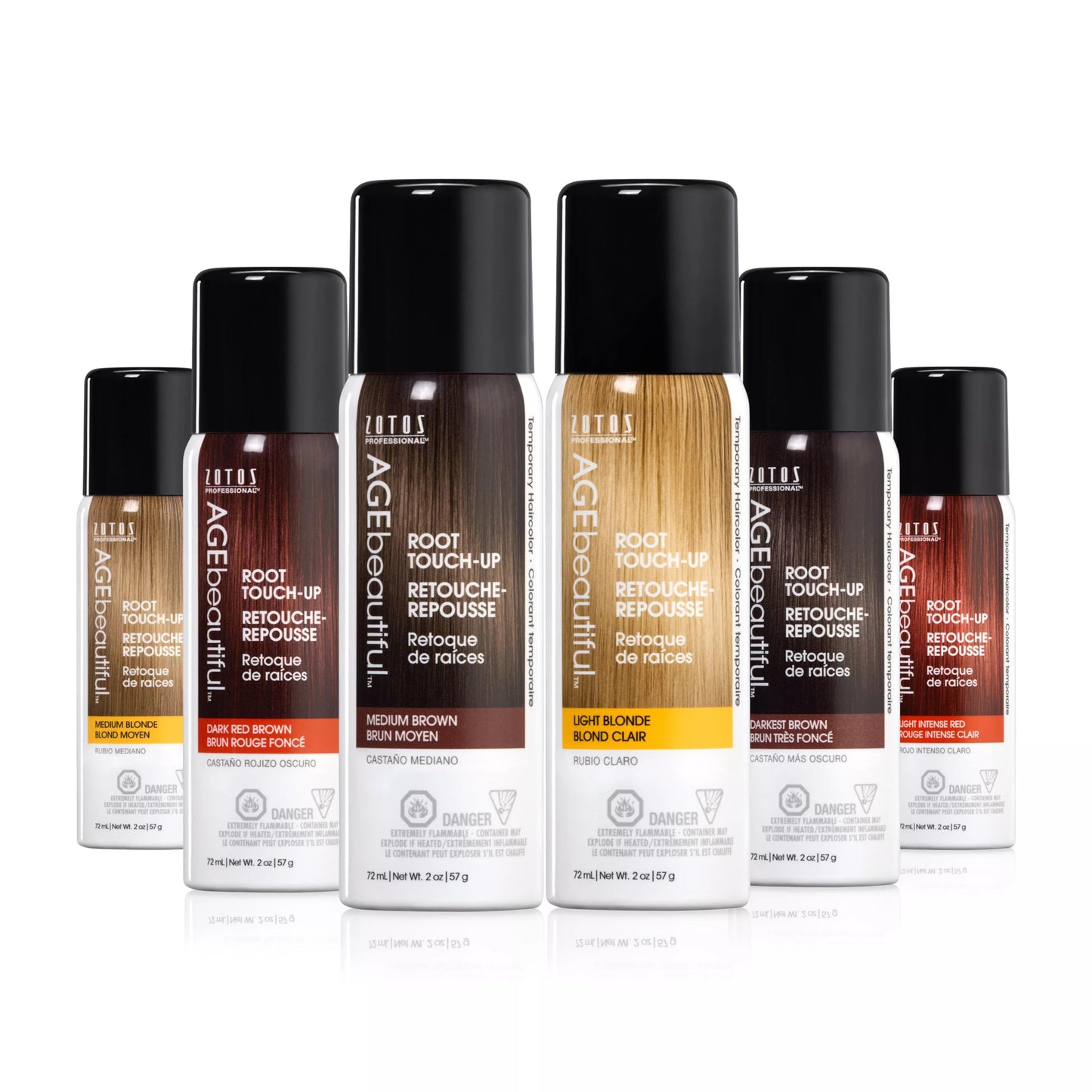 AGE beautiful Root Touch Up Hair Color Spray, Temporary Gray Root Concealer for Roots, Hairline & Thinning Hair, Adds Volume, Water & Sweat Resistant, Medium Brown, 2 Fl Oz