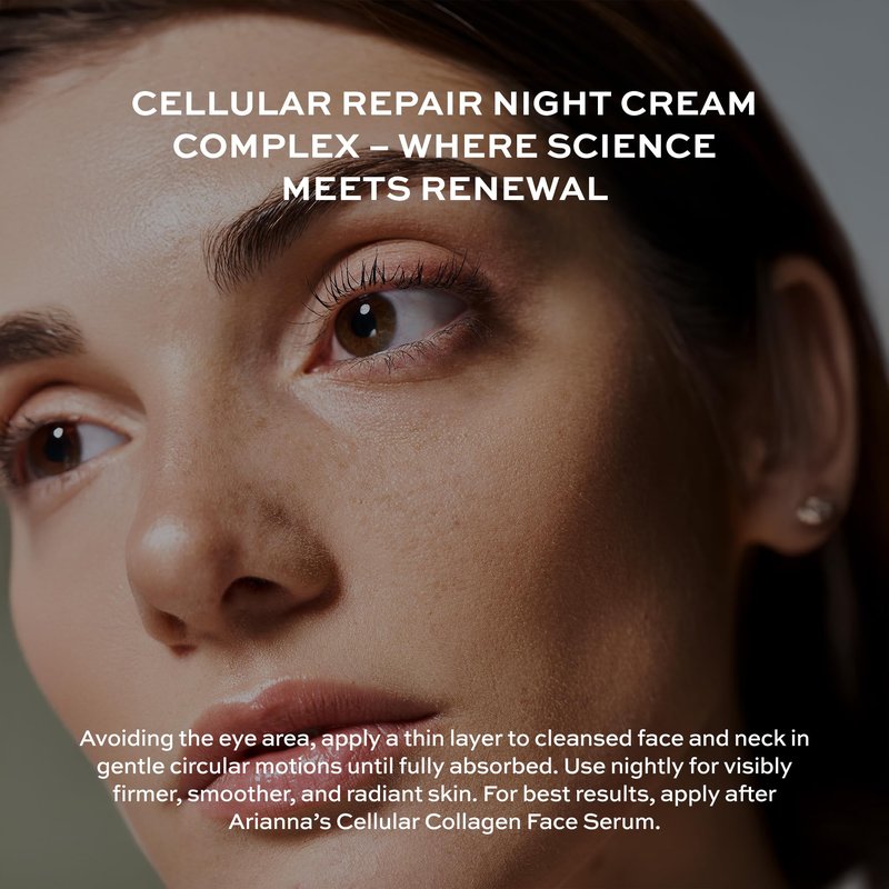 Arianna Skincare Cellular Repair Night Cream - Hydrate and Nourish Skin with Vitamin A, E & Dead Sea Minerals, 100% Vegan & Cruelty-Free Night Face Cream - 50ml