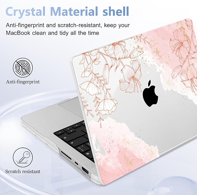 Lepeoac for MacBook Pro 16 inch Case M1 M2 M3 M4 M5 Pro/Max with Liquid Retina XDR, Release 2021-2025 2026 A3429 A3428, Hard Shell Case with Screen Protector & Keyboard Cover, Watercolor Floral