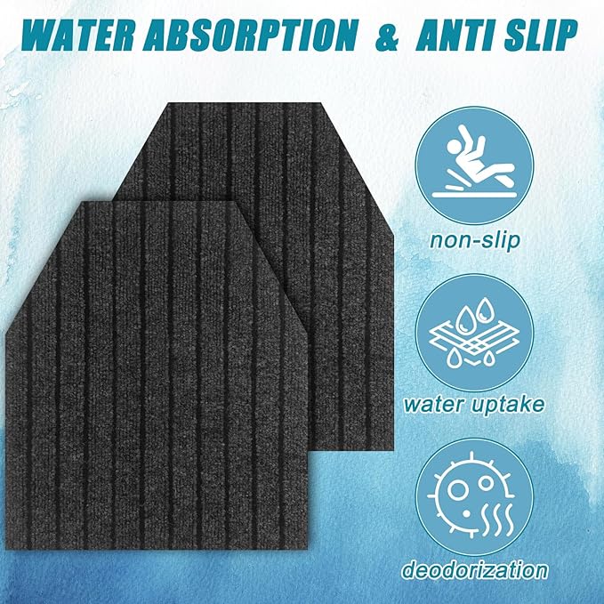 15 Pack Striped Urinal Mats, Non-Slip Bathroom Odor Urinal Floor Pads for Men's Restrooms, Water-Absorbent Pee Pad Splash Guard, Perfect for Bar and Restaurant Toilets, 16.73" x 19.6"