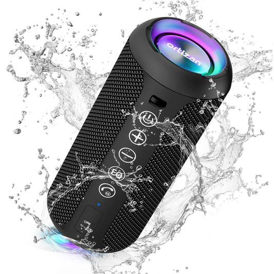 Ortizan Portable Bluetooth Speaker (1st Gen), IPX7 Waterproof, Wireless, Big Sound and Deep Bass, TWS Pairing, 30Hrs of Playtime, for Home/Party/Outdoor/Beach, Birthday Gifts for Men Women - Black