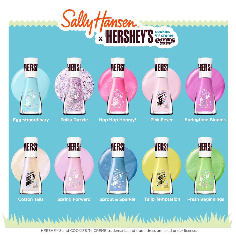 Sally Hansen Insta-Dri Hershey's Cookies 'n' Creme Eggs Nail Polish | Quick Dry, Long Lasting, Streak-Free Shine | Semi-Opaque, Glossy | 780 Springtime Blooms | Purple Pink Nail Color