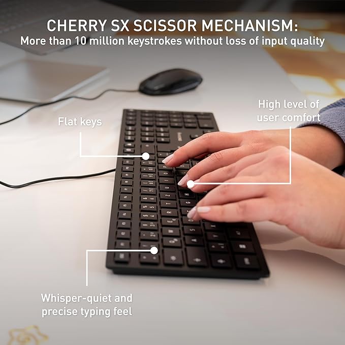 Cherry KC 6000 Slim Keyboard - USB Interface - English (US) - SX Keyswitch (Black)