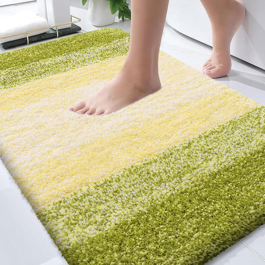 OLANLY Bathroom Rugs - Extra Soft Microfiber Mat with Rubber Backing | Quick Dry, Machine Washable, 30x20, Olive Green