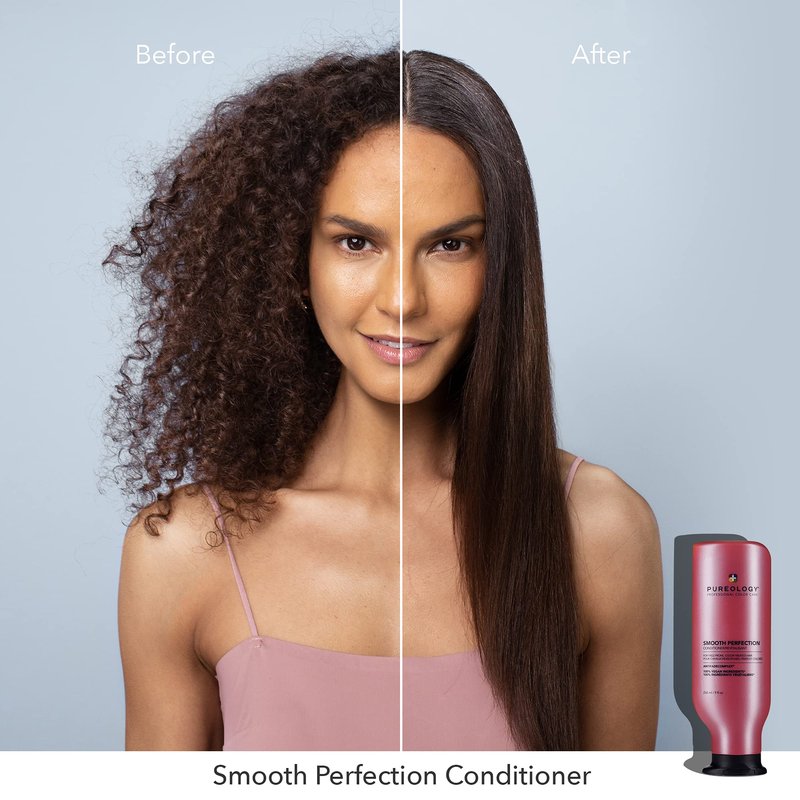 Pureology Smooth Perfection Conditioner - For Frizzy and Color Treated Hair, Detangles & Controls Frizz, Sulfate-Free & Vegan, 9 Fl Oz