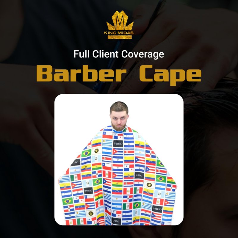 King Midas Barber Hair Cutting Cape for Men & Women - Adjustable Neck Hair Cape for Haircuts with Snap Button, Bandana Barber Cape - Flags – Latino
