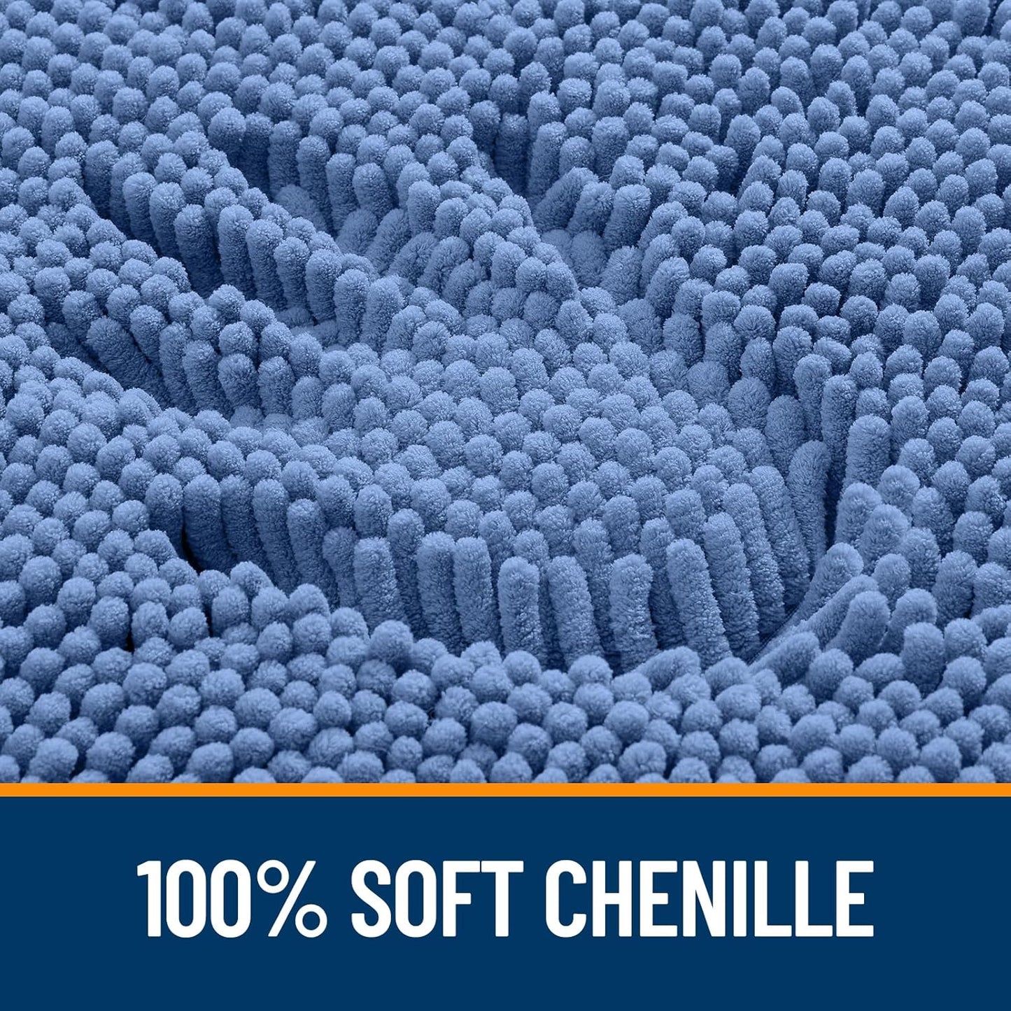 OLANLY Large Bath Rugs - Soft Absorbent Chenille with Quick Dry Rubber Backing | 40x32 Cornflower Blue