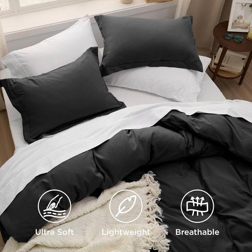Bedsure King Duvet Cover Set - Oversized 3-Piece Extra Soft Prewashed Cotton-Like Polyester | 120x98 Inches with Zipper Closure & 2 Pillow Shams