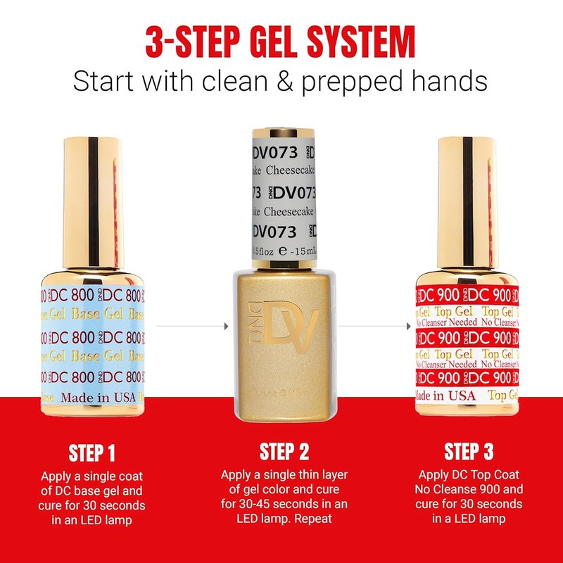 DND Gel Polish Set - Coquette Collection UV/LED Gel & Air Dry Nail Lacquer Duo | 073 Cheesecake, 0.5 Fl Oz