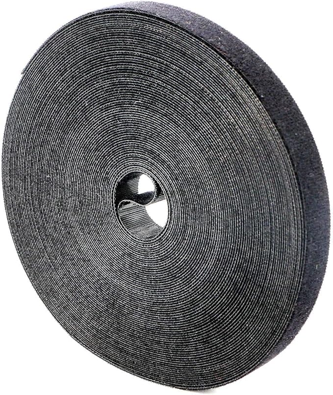 Saisn Reusable Fastening Tape Cable Ties 3/4 Inch Double Side Hook Roll (25 Yard, Black Upgraded Version)