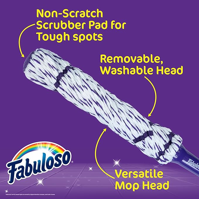 Fabuloso Twist Mop – Self Wringing Mop with Non-Scratch Scrubber and Removable Washable Head for Floor Cleaning