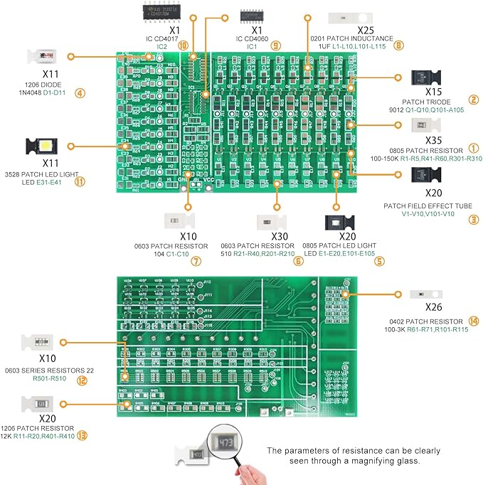 Yidab Soldering Practice Kit DIY Two-sided SMT 3-row White Red LED SMD Circuit Kit Learn Soldering Kit For Beginners