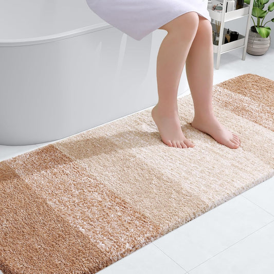 OLANLY Bathroom Runner Rug - Extra Soft Microfiber Mat | Quick-Dry, Washable 70x24, Beige