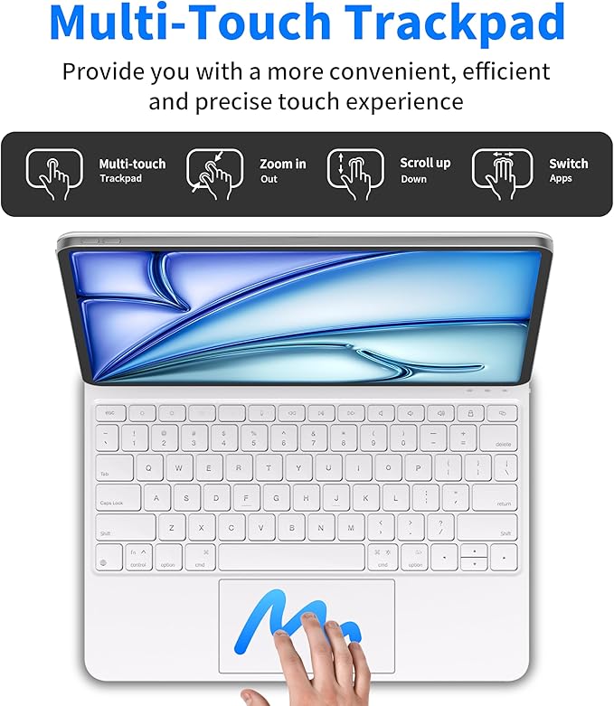 Otuoor Magic Keyboard for iPad Pro 12.9-inch (6th/5th/4th/3rd), Uninterrupted View, Effortless Command, iPad Air 13-inch Case Keyboard (M3 2025/M2 2024), Snap Tight, The Comfort Angle, White