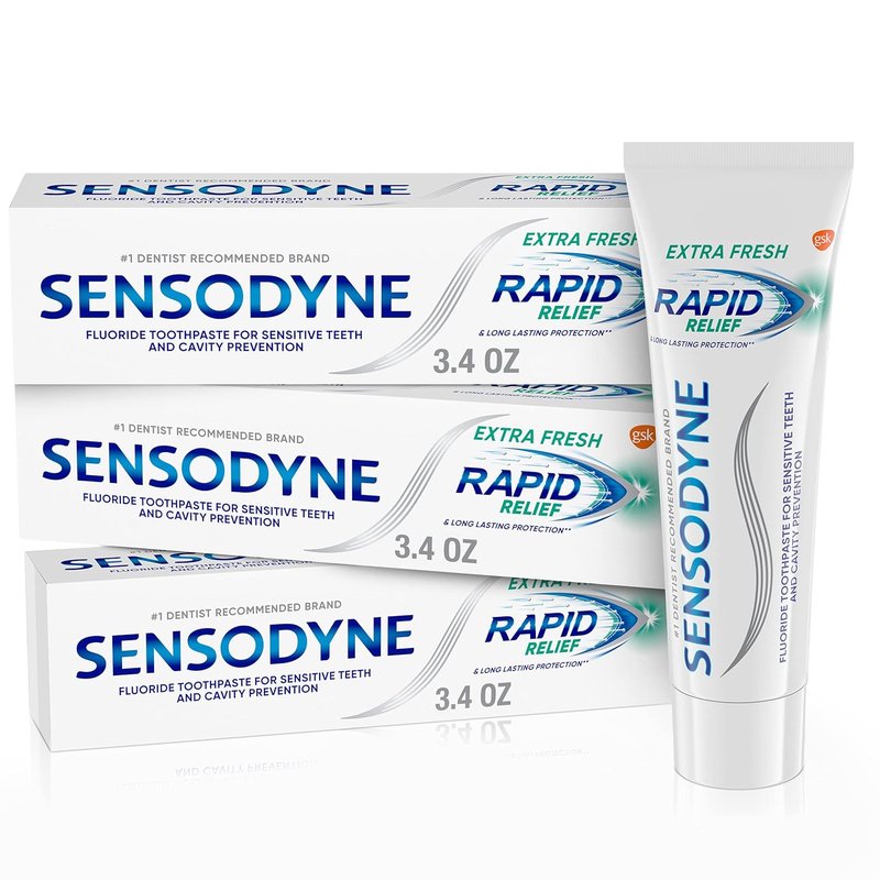 Sensodyne Rapid Relief Sensitive Toothpaste - Extra Fresh Formula | 3.4 oz (Pack of 3)