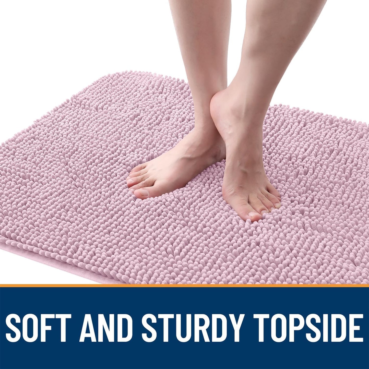 OLANLY Dog Door Mat - Absorbent Non-Slip Chenille Mat for Muddy Paws | 54x24, Quick Dry, Dusty Rose