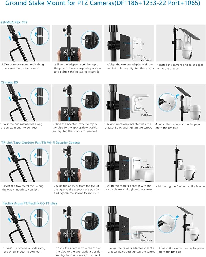 Koroao Ground Stake Mount for eufy Solocam S340/E30/S330,Reolink Argus PT 3MP/4MP/5MP,AOSU SE/Lite/Max,ANSQUE(GU01/SA01),SEHMUA,TP-Link Tapo Outdoor Pan/Tilt Wi-Fi,Cinnado B6 Security Cameras (Black)