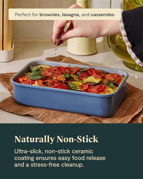Caraway Nonstick Baking Pan Duo | 9” x 6.5” Deep Ceramic Bakeware - Non-Toxic, PTFE & PFOA Free - White
