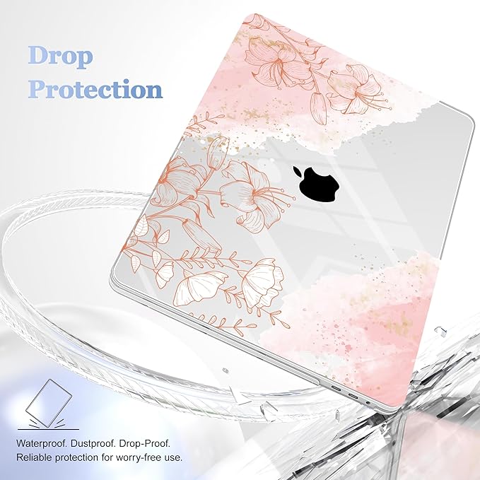 Lepeoac for MacBook Pro 16 inch Case 2019 2020 Release Model A2141, Plastic Hard Shell Cover with Keyboard Cover for MacBook Pro 16 inch with Touch Bar & Touch ID - Watercolor Floral