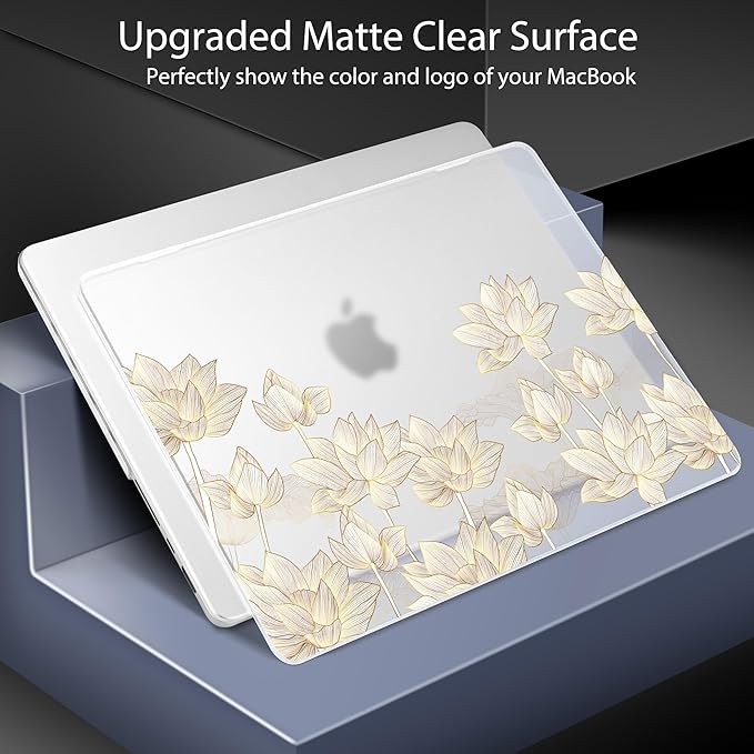 Lepeoac Case for MacBook Pro 16 inch Case 2026-2021 | M5 A3429 A3428 M4 M3 M2 M1 Pro/Max | Protective Hard Shell Laptop Cover with Screen Protector & Keyboard Cover | Lotus