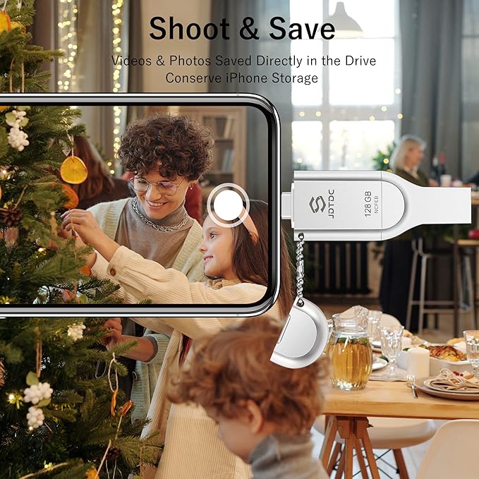 Genuine Apple MFi Certified iPhone Flash Drive 256GB - Real Capacity - No Fake Storage, Secure Encrypted Auto Backup Photo Stick for iPhone/iPad/Android/PC External Storage for Photos Videos & Files