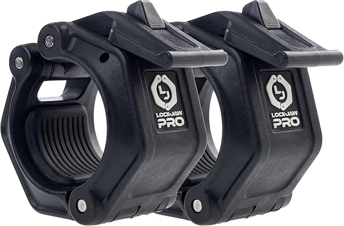 Lock-Jaw PRO 2 Barbell Collars Olympic Barbell Clamps 2 Pcs – Heavy Duty Bar Clamps for 2” & 50mm Olympic Bars – Secure Weight Bar Clamps for Strength Training & Home Gym Accessories – All Black