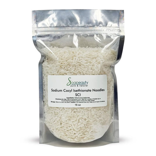 Soapeauty Sodium Cocoyl Isethionate Noodles for Skin & Hair Care - SCI Natural Surfactant Used for Making Bubble Baths, Bath Bombs, Shampoo Bars (16 oz)
