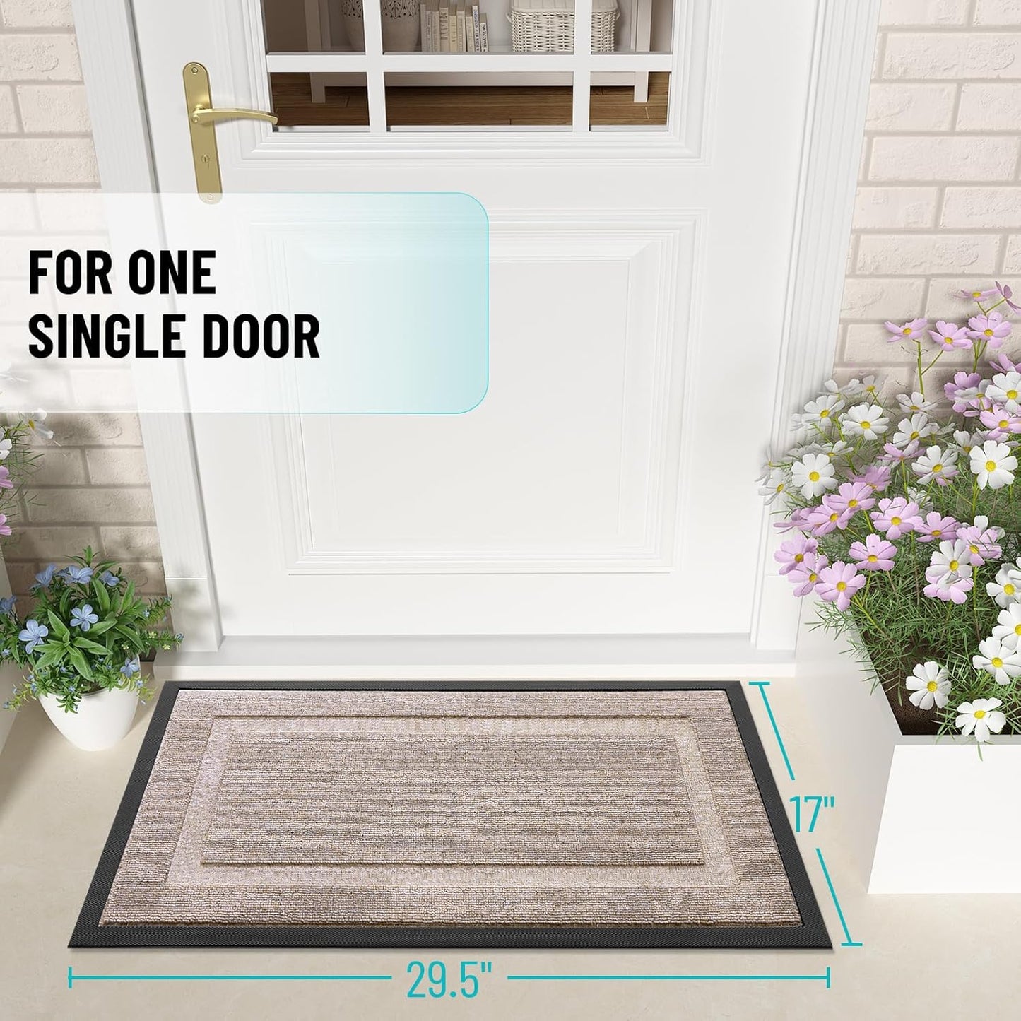 OLANLY Indoor Outdoor Front Door Mat - Waterproof All-Season Doormat, Easy Clean, 29.5x17, Camel