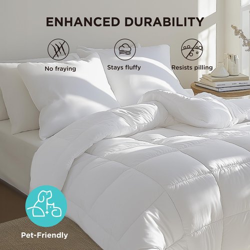 Bedsure Comforter Duvet Insert - Quilted Comforters King Size, All Season Duvet, GentleSoft Down Alternative Bedding Blanket, with 8 Tabs, Gifts for Women/Men, White, King 90 x 102 Inches