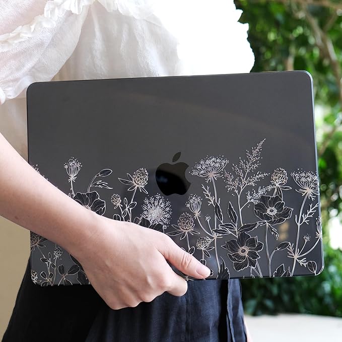 MEEgoodo Case for M5/M4/M3/M2 MacBook Air 13 inch Case 2026 2025 2024 2022, Fit Model A3449/A3240/A3113/A2681, Laptop Hard Shell Compatible with MacBook Air 13.6-inch, Golden Flowers & Herbs
