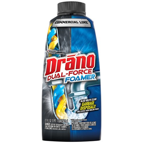 Drano Dual-Force Foamer Clog Remover, Commercial Line, 17 oz