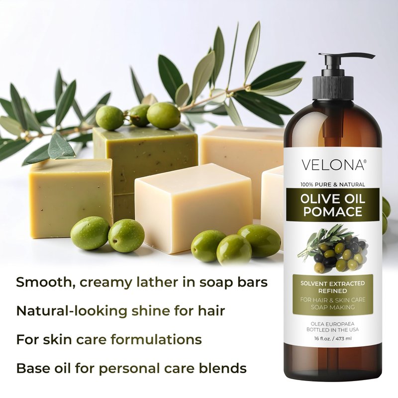 velona Olive Pomace Oil 64 Fl Oz | 100% Pure and Natural Carrier Oil | Refined | Skin, Hair, Body & Face Moisturizing | Use Today - Enjoy Results.