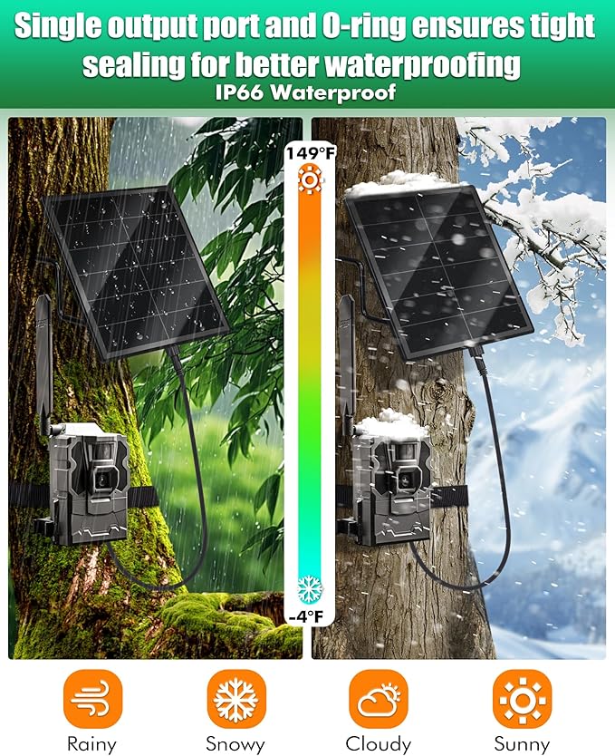 Solar Panel for Trail Camera - 6000mAh Battery, 12V Solar Battery Charger, Waterproof
