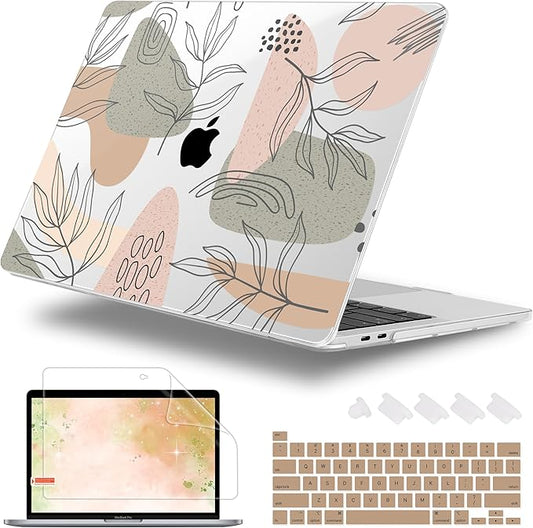 Lepeoac for MacBook Pro 16 inch Case 2019 2020 Release Model A2141, Plastic Hard Shell Cover with Keyboard Cover & Screen Protector for MacBook Pro 16 inch with Touch Bar & Touch ID - Tropical Leaves