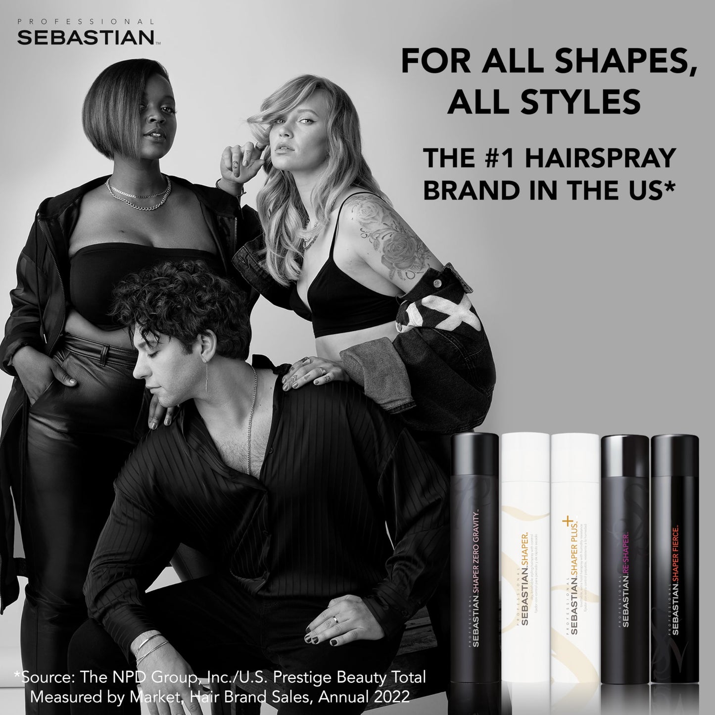 Sebastian Professional Shaper Plus Mini Hairspray, 50% VOC | Humidity Resistant, Extra Hold | Travel Size, 1.5 oz