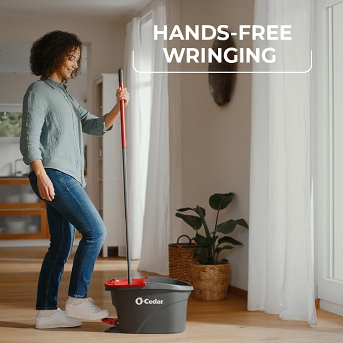 O-Cedar All-in-One Cleaning Kit: EasyWring Spin Mop + One Sweep Broom + PACS Mop Soap Cleaning Tablets + Scrunge Kitchen Scrub Sponges