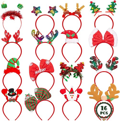 HOVACY Christmas Headbands - 16 Unique Styles for Holiday Parties | Cute Elf & Santa Hat Designs