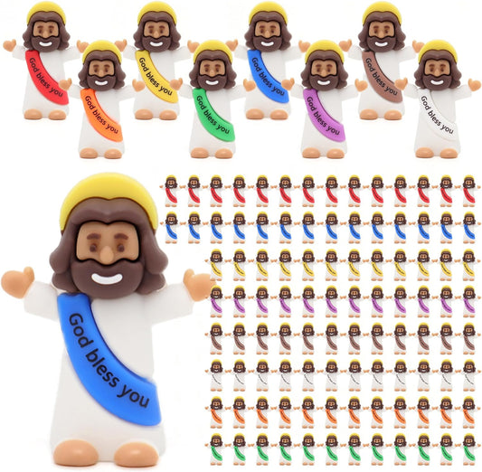 Yelakey Mini Jesus Figures - 100pcs Tiny Jesus Figurines for Baptism & Easter Decor | Classic Brown