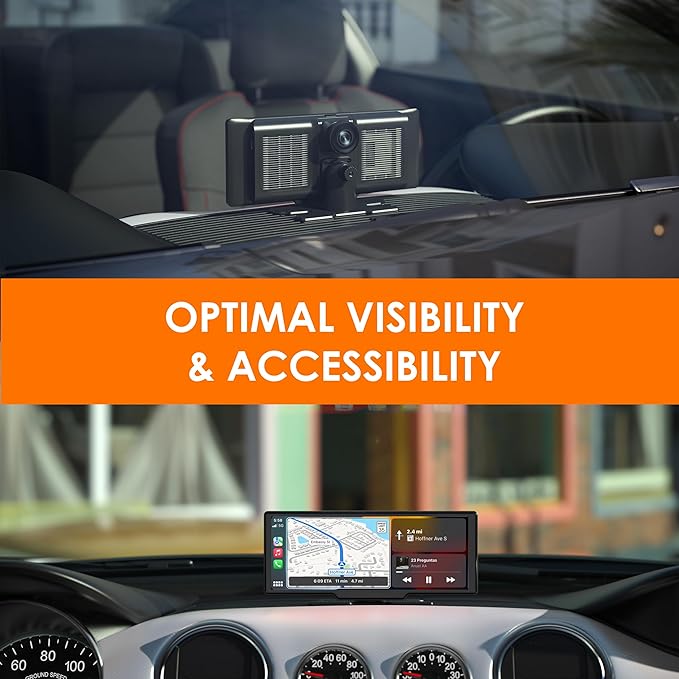 RexingUSA CPDuo Pro - 10.26" 4K Dash Cam with Wireless CarPlay & Android Auto, Touchscreen, GPS, Bluetooth, WDR, Night Vision, 170° Wide, Parking Mode