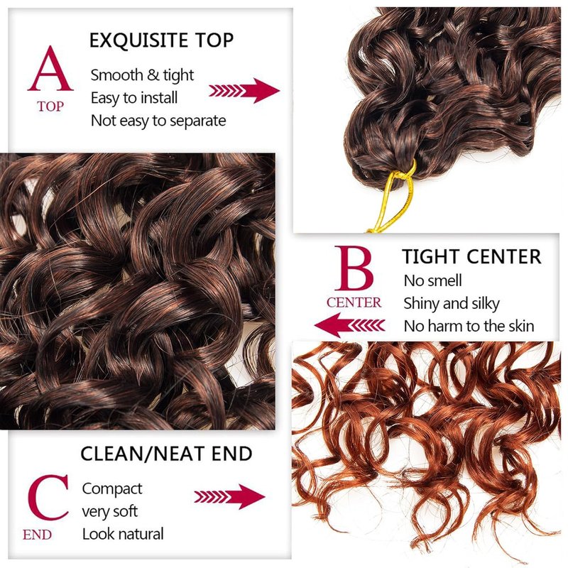 GoGo Curl Crochet Hair - 24-Inch Ombre Water Wave Synthetic Braids | 7 Packs, Deep Wave Extensions