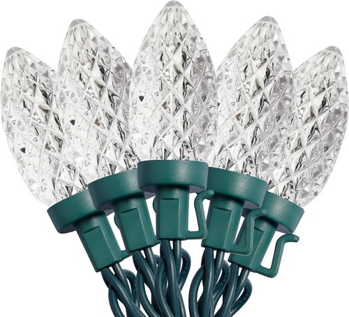 C9 Christmas Lights - 50 LED Faceted String Lights | 24.5 FT Connectable, UL Certified for Indoor/Outdoor Use
