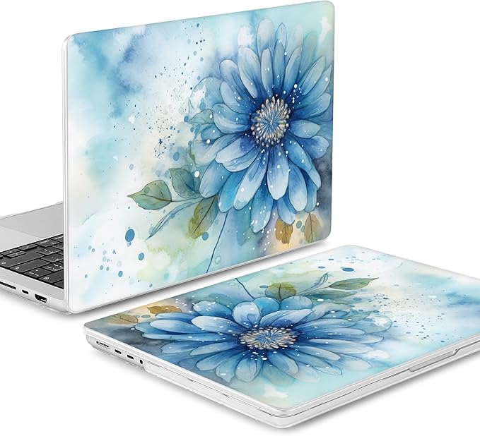 Mektron Case for 2026 M5 MacBook Pro 16 inch A3429 A3428 M4 A3403 A3186 M3 A2991 M2 A2780 M1 A2485 (2021-2025) Pro/Max with Liquid Retina XDR, Hard Shell Plastic Laptop Cover, Watercolor Blue Flower