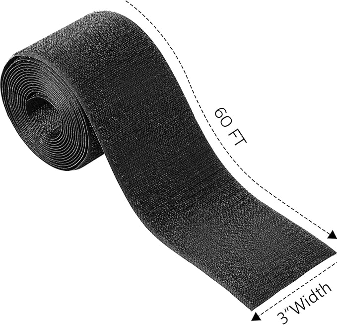 Cable Floor Strip Cord Cover Floor Cable Protector Carpet Management, Keep Cables Organized, Protect Cords and Prevent a Trip Hazard, 3 Inch x 10 Feet (60 Feet, Black)