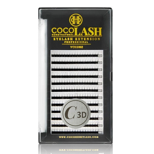 Coco Honey Eyelash Extensions - 3D Volume C Curl Faux Mink Lashes | 0.07mm Thickness, 9mm Length