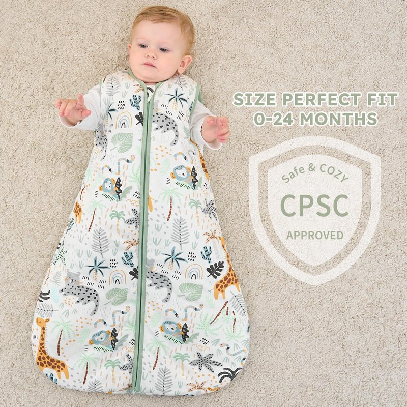Yoofoss Baby Sleep Sack 6-12 Months, TOG 2.5 Baby Wearable Blanket with 2-Way Zipper, 100% Organic Cotton Fabric Winter Newborn Sleeping Sack, Warm Soft Comfy