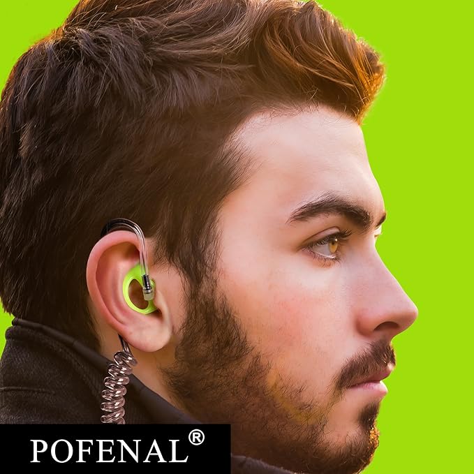 POFENAL Silicone Replacement Earmold for Motorola/Baofeng/Retavis Radios - Police Walkie Talkie & Law Enforcement Soft Earpiece Inserts (8 Pair, Green - 2L/4M/2S)